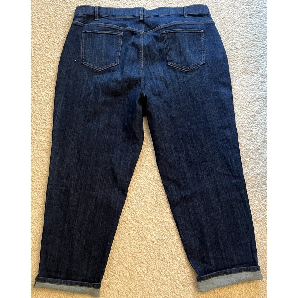 New J.Jill Relaxed Boyfriend Dark Blue Denim Jeans Women 24 Plus